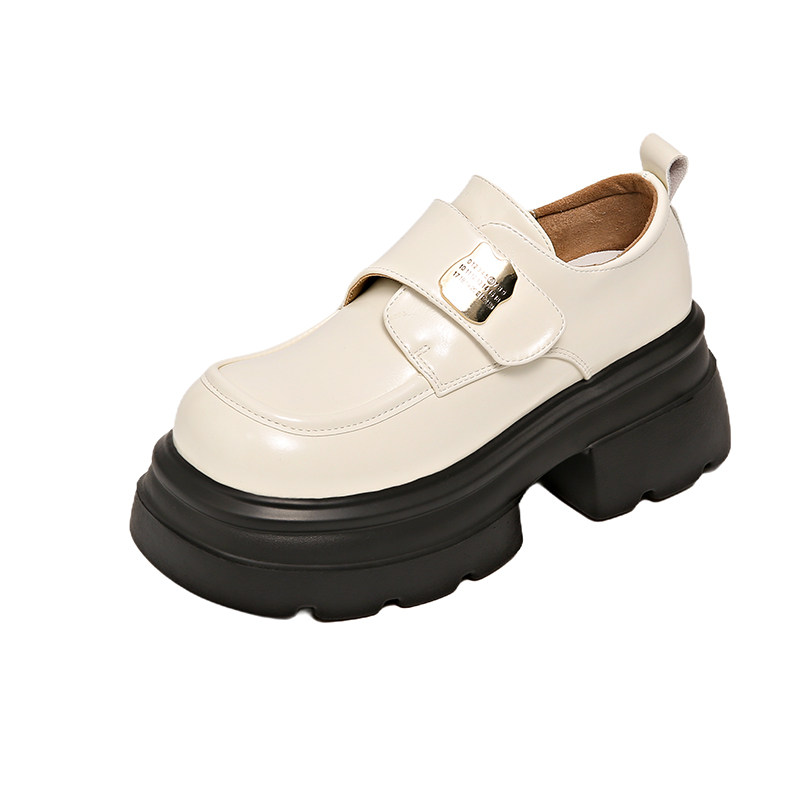 白色厚底小皮鞋女2025春季新款时尚百搭小个子增高配裙子乐福单鞋,淘宝优惠券,粉丝福利购,淘宝优惠卷