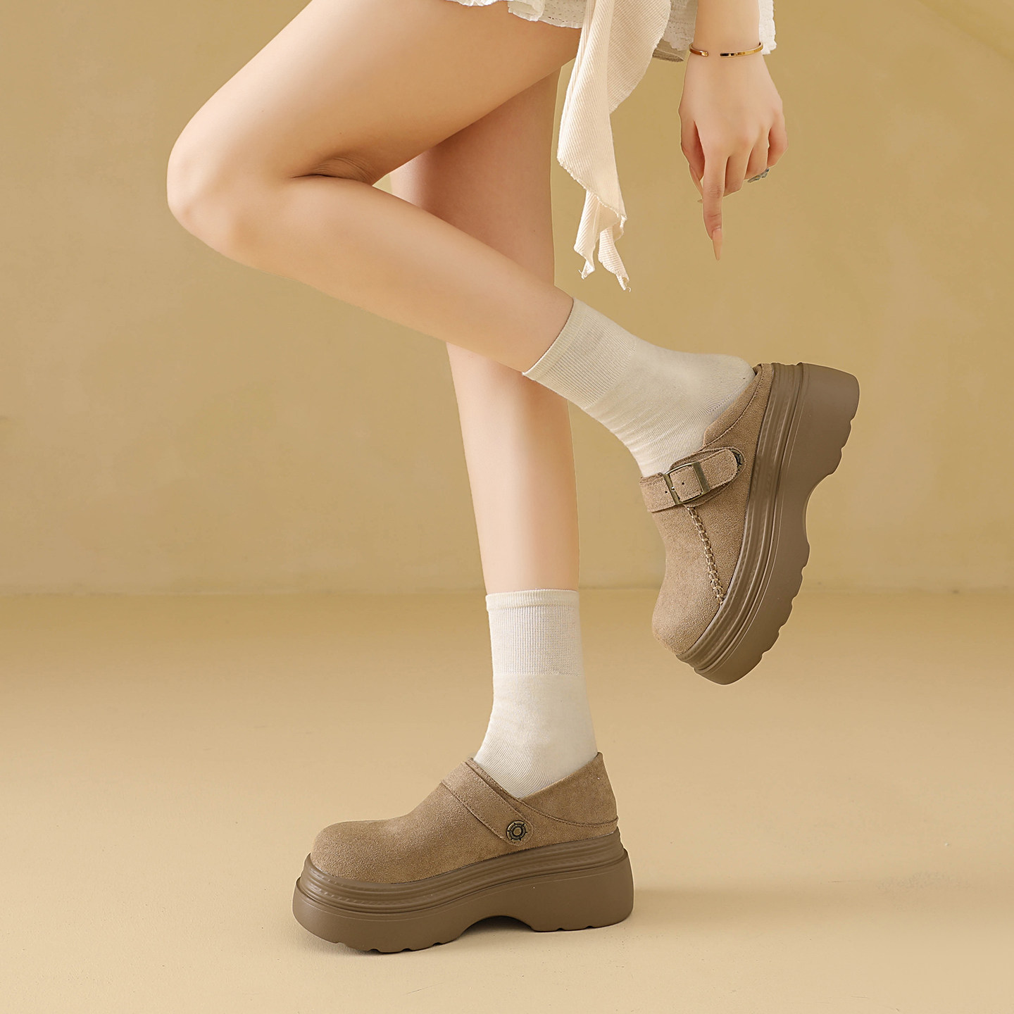 厚底增高全包两穿勃肯鞋女2026新款春季百搭一脚蹬懒人乐福鞋单鞋,淘宝优惠券,粉丝福利购,淘宝优惠卷