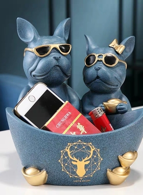 卡通狗创意入户玄关钥匙收纳摆件客厅电视柜桌面狗型储钱罐装饰品