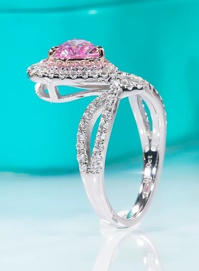 进口D色莫桑石皇冠爱心戒指