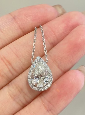 莫桑石满钻水滴项链3克拉