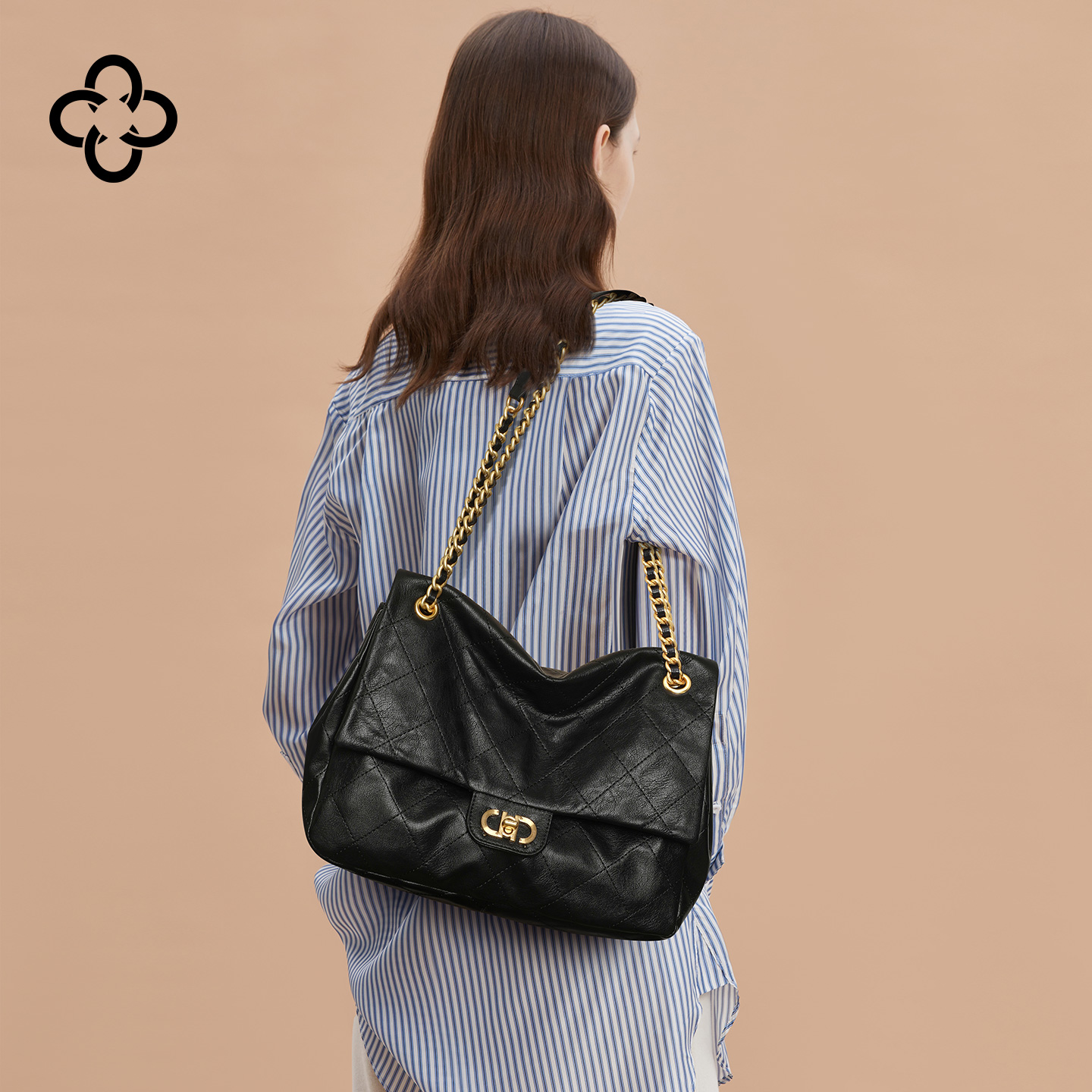 CASSILE卡思乐托特包女2025新款通勤大容量菱格链条包单肩流浪包 - 图1