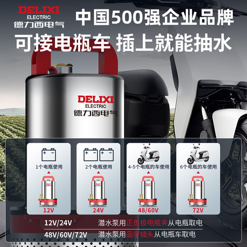 德力西直流抽水泵潜水泵12v24v48v小型机家用自吸高扬程农用灌溉 - 图2