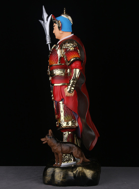 二郎神树脂神像杨戬哮天犬站像二郎显圣真君佛像家用客厅供奉摆件