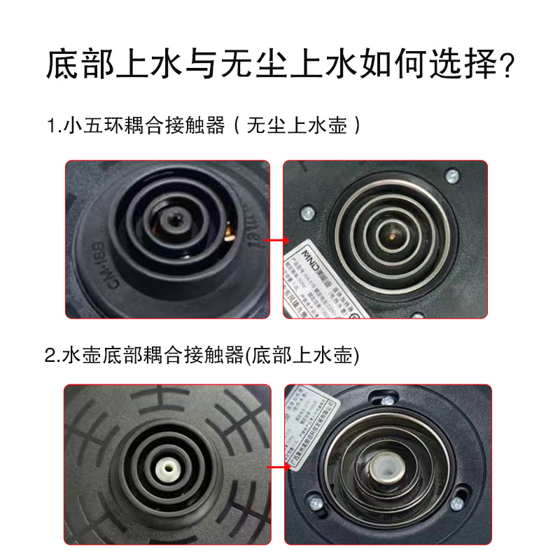 美能迪不锈钢单个热水壶配件516包胶防烫玻璃养生壶609底部上水壶-图0