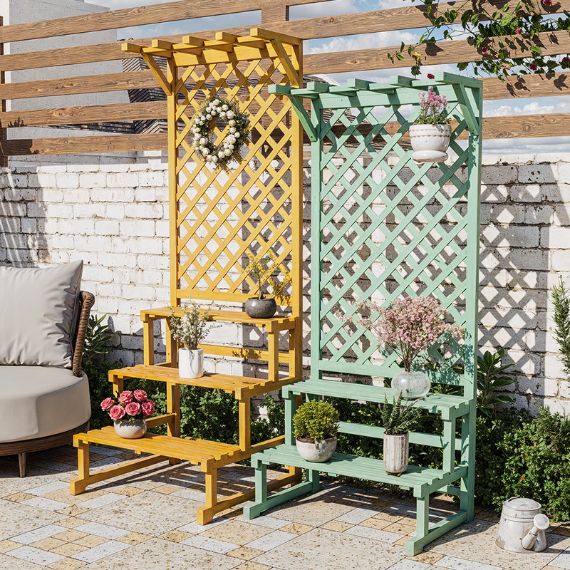 防腐木花架置物架阳台户外围栏庭院落地式层架隔断花箱爬藤支架子,淘宝优惠券,粉丝福利购,淘宝优惠卷