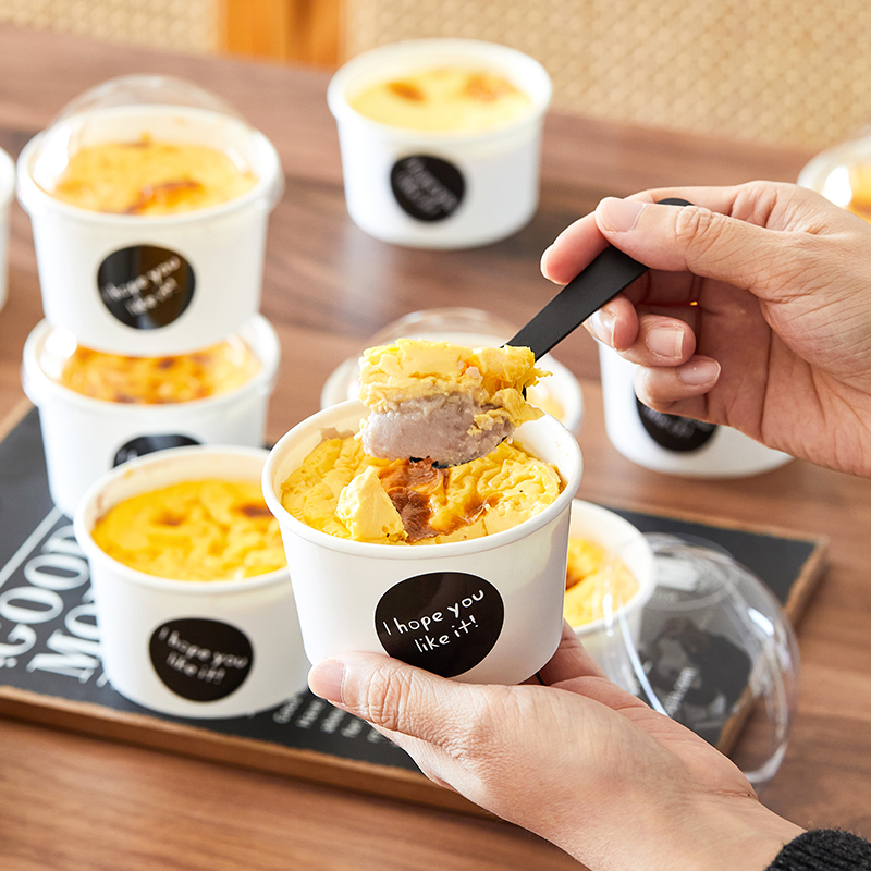 芋泥烤奶盒子贴纸杯子网红耐高温杯大泡芙包装蛋奶纸碗甜品打包盒 - 图1