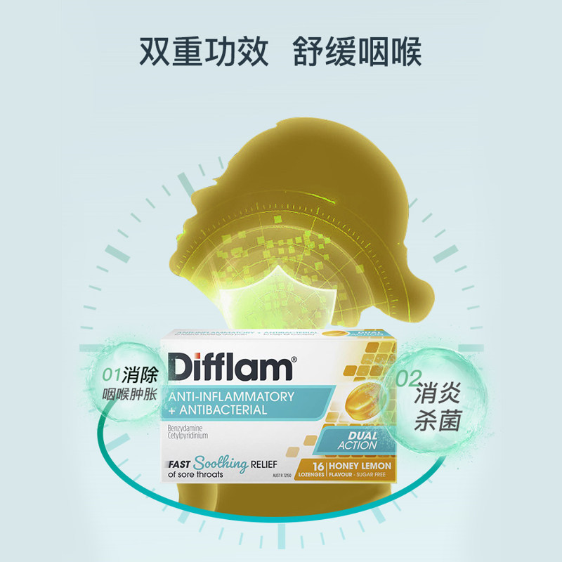 difflam蜂蜜柠檬缓解咽喉炎润喉糖 TomLanePharmacy海外国际耳鼻喉药品