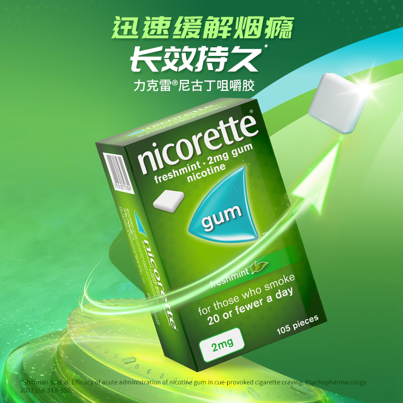 Nicorette强生力克雷进口戒烟药尼古丁戒烟口香糖无糖薄荷咀嚼胶 - 图0