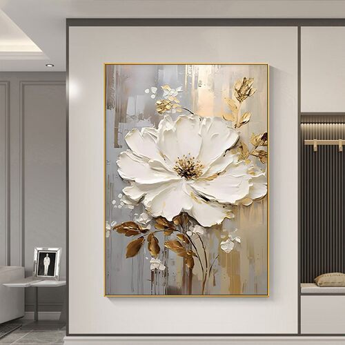 手绘油画《花开富贵》牡丹客厅沙发背景墙装饰画玄关挂画餐厅壁画 - 图2