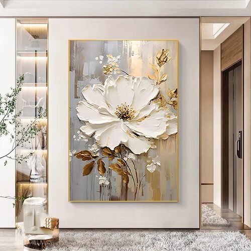 手绘油画《花开富贵》牡丹客厅沙发背景墙装饰画玄关挂画餐厅壁画 - 图0