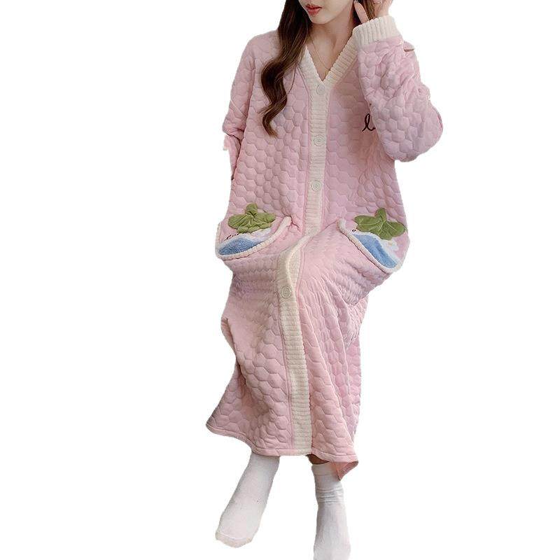 孕妇睡裙秋冬空气棉带胸垫产后哺乳连衣裙月子服待产喂奶长裙舒适,淘宝优惠券,粉丝福利购,淘宝优惠卷