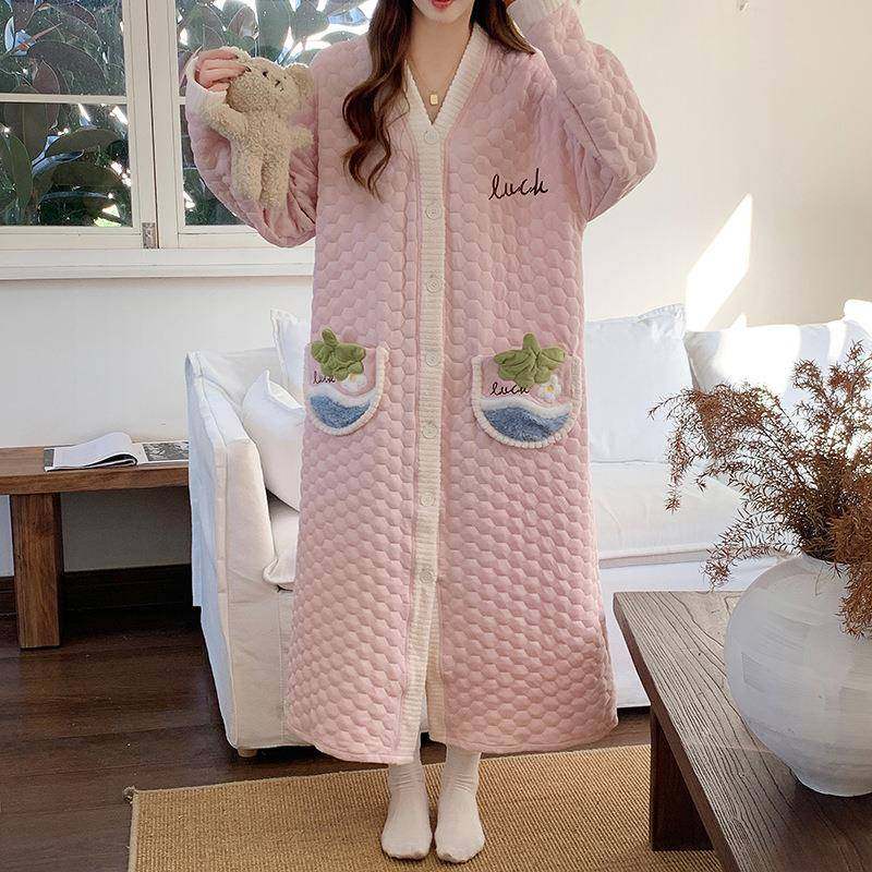 孕妇睡裙秋冬空气棉带胸垫产后哺乳连衣裙月子服待产喂奶长裙舒适,淘宝优惠券,粉丝福利购,淘宝优惠卷