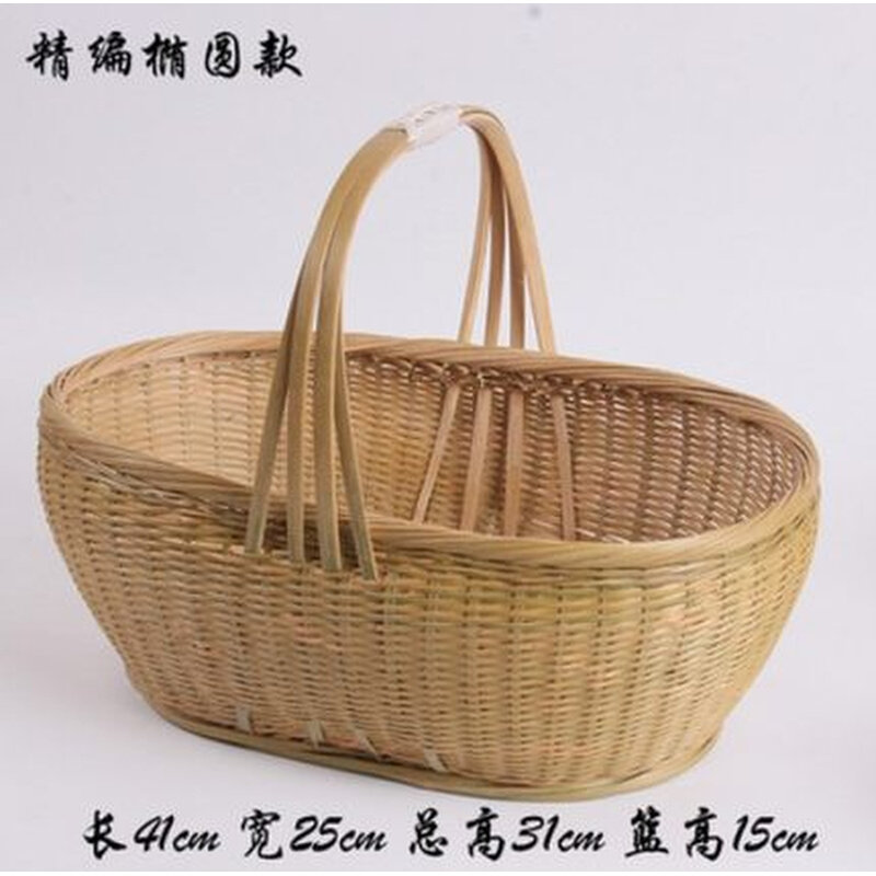 手工竹编篮小竹篮子手提青皮篮收纳篮杭州蓝菜篮水果鸡蛋篮子包邮_虎窝淘