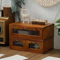 Xinjiang Retro Desktop Computer Display Heightening Shelf Single Layer Wooden Containing Box Glass Drawer Dresser