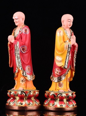 阿难迦叶尊者菩萨佛像佛祖左右侍者护法树脂手工彩绘阿难迦叶摆件