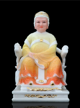 12寸土地公土地婆神像土地财神爷福德正神地主汉白玉佛像供奉摆件