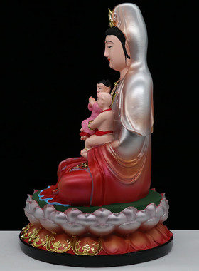 12/16/19寸双子观音送子娘娘像注生娘娘彩绘树脂客厅家用桌面摆件