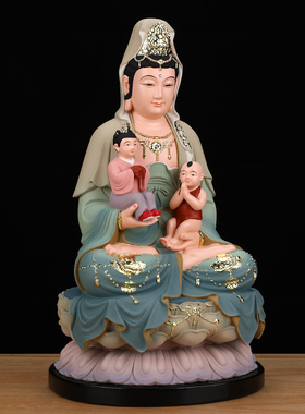 送子观音佛像观自在观世音娘娘求子像体真身居家用供奉保平安摆件