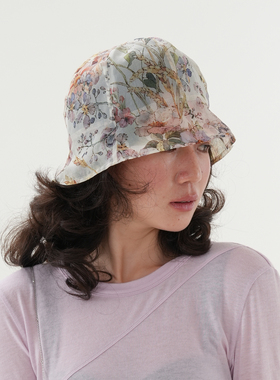 JOJOKUR 碎花真丝欧根纱渔夫帽_圆顶入夏薄透有弹性松弛感高级美