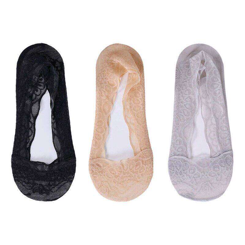 春夏季雀屏蕾丝船袜女袜脚底硅胶梅花防滑防脱均码薄款浅口隐形袜