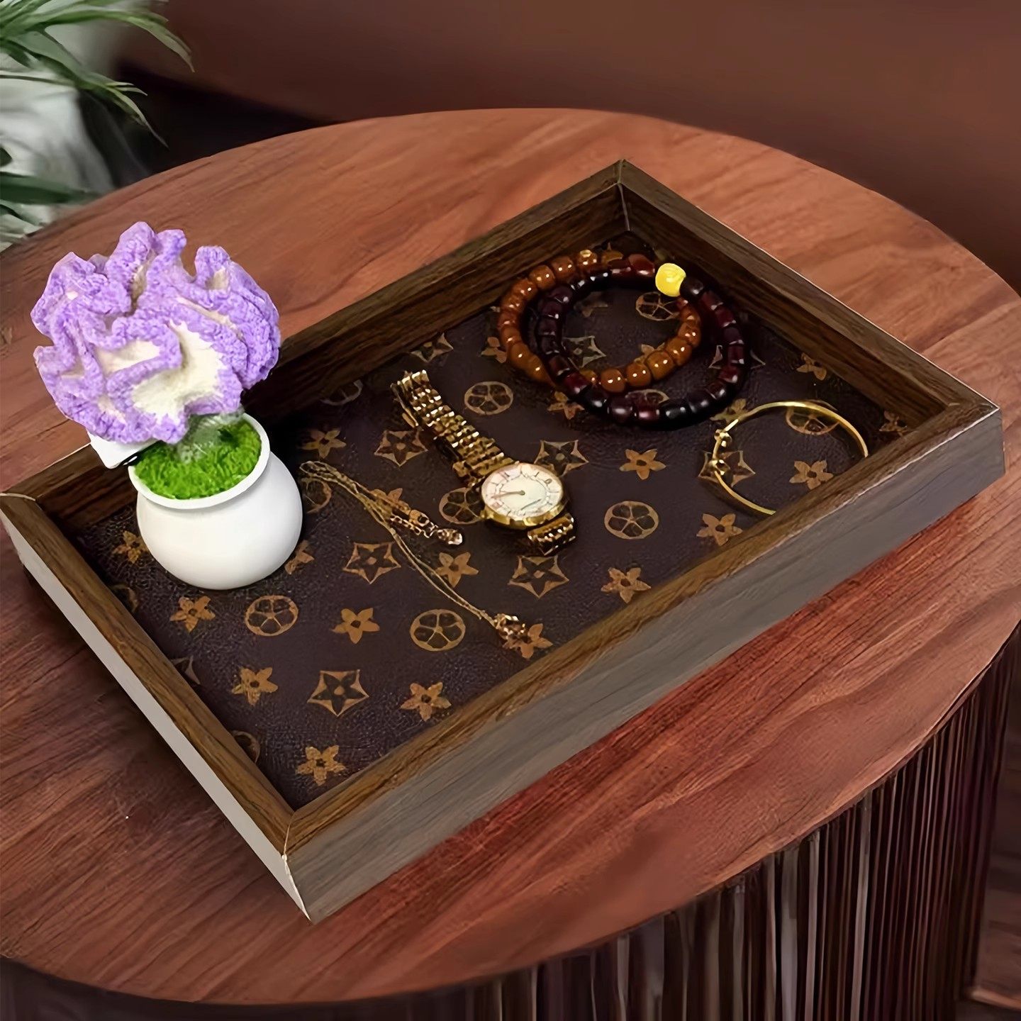 木质托盘轻奢饰品收纳戒指项链托盘皮革竹绿色复古桌面展示货盘,淘宝优惠券,粉丝福利购,淘宝优惠卷