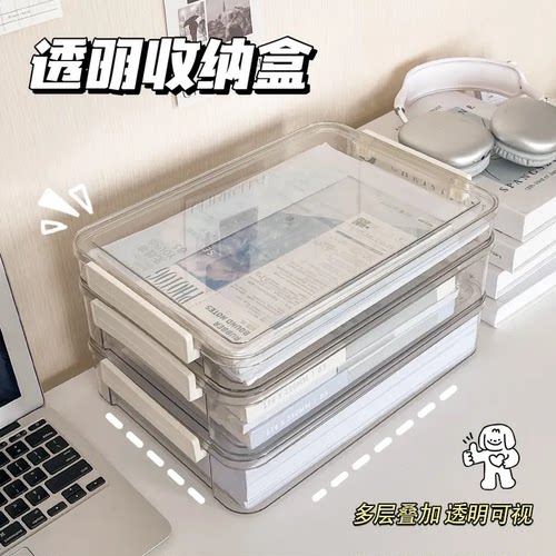 家用证件收纳盒包A4透明档案盒放重要文件户口本箱资料试卷收纳袋 - 图2