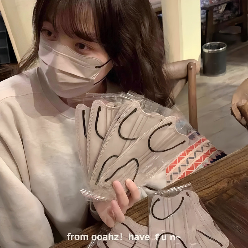 一次性v脸口罩女高颜值蝴蝶莫兰迪护眼角口罩显脸小防护薄款透气