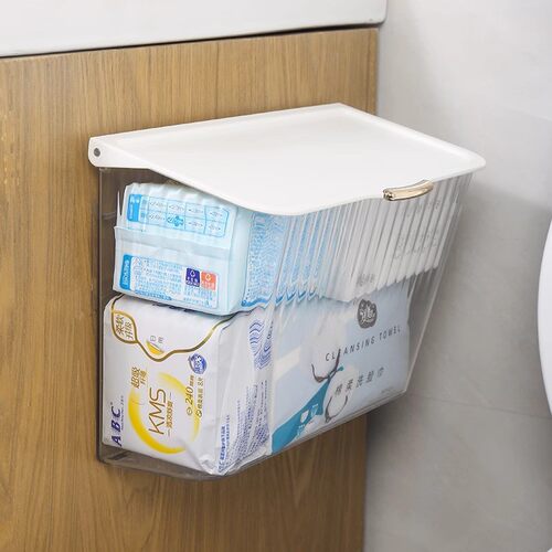 卫生间姨妈巾收纳盒浴室厕所马桶防水免打孔壁挂式卫生巾纸置物架 - 图2