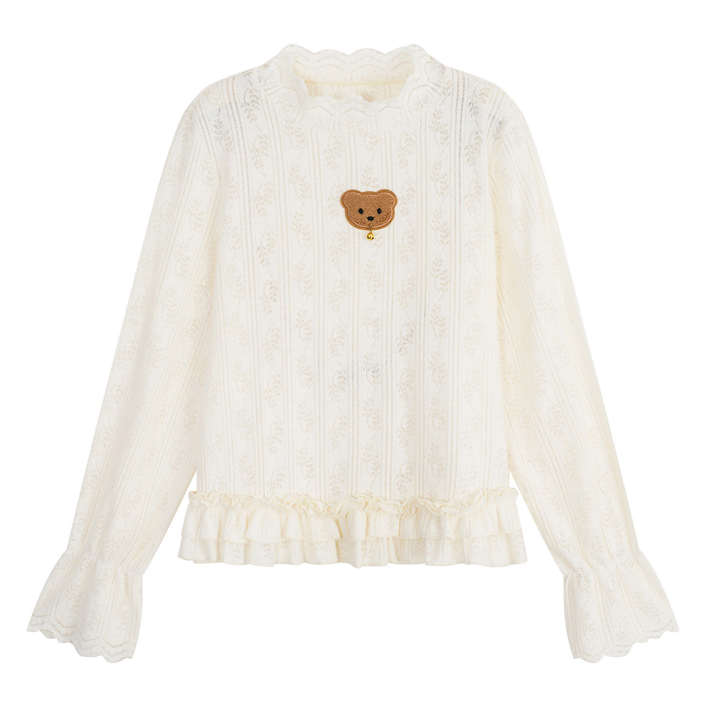 YUZI鱼子甜美少女感打底衫肌理感蕾丝花边复古可爱上衣大码女装,淘宝优惠券,粉丝福利购,淘宝优惠卷