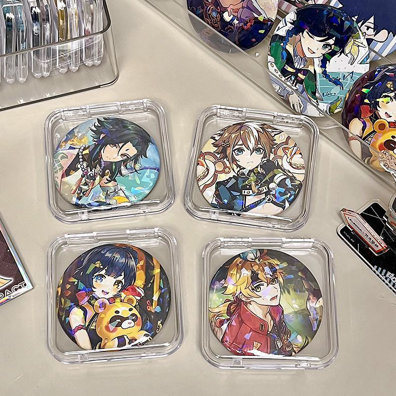 吧唧收纳盒密封防潮周边徽章谷子存放盒高透亚克力玩具零件收纳盒