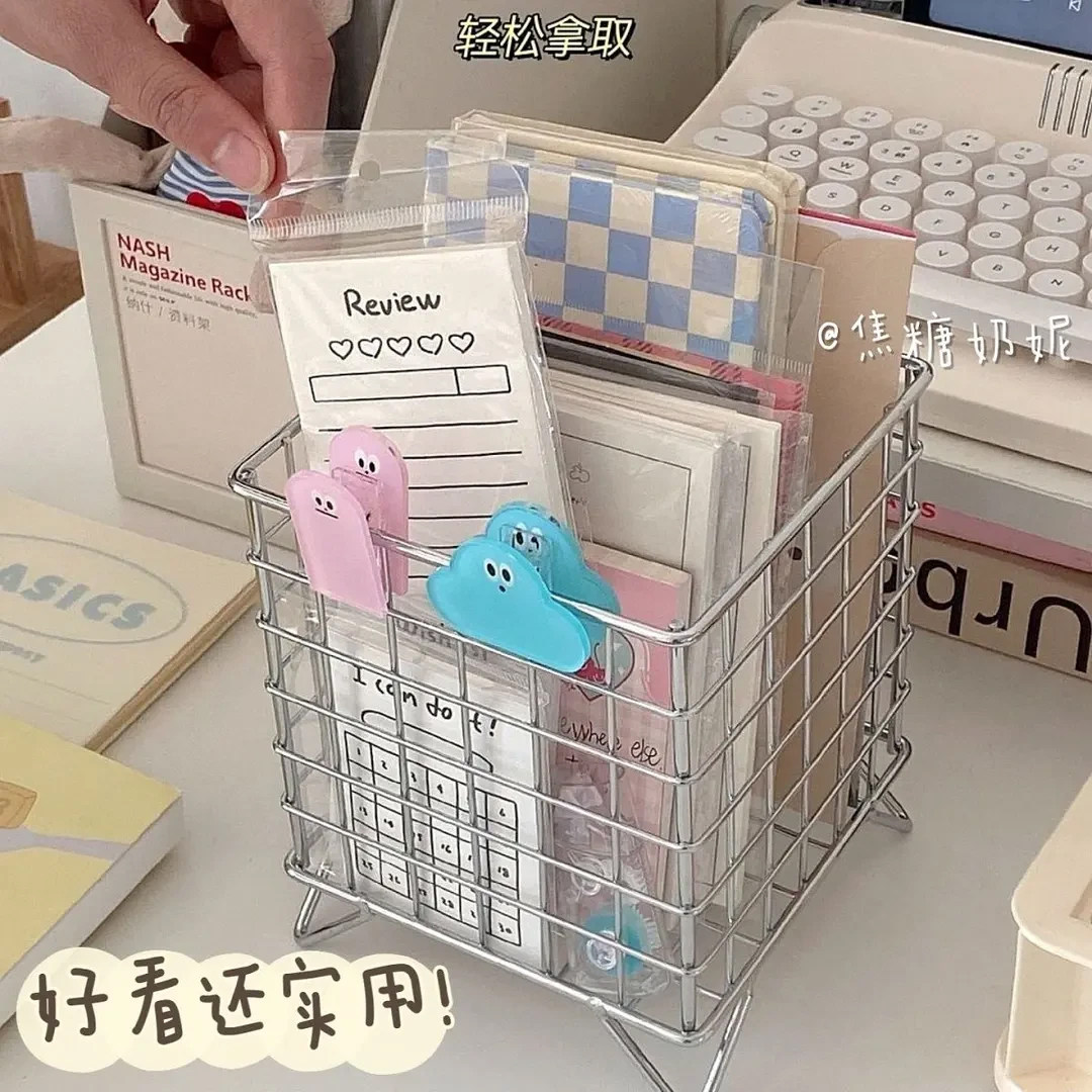 ins铁艺收纳筐办公室宿舍收纳盒桌面大容量化妆品杂物面膜收纳架,淘宝优惠券,粉丝福利购,淘宝优惠卷
