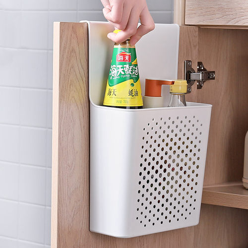厨房柜门内侧置物架收纳盒门后挂钩保鲜膜袋橱柜门挂篮神器收纳架 - 图3