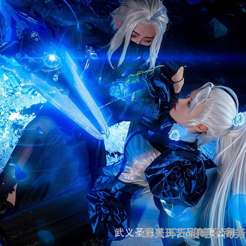 荣耀cos情人节特工皮肤默契交锋兰陵王花木兰COPLAY服全套装 - 图2