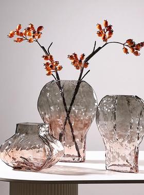 异形几何渐变玻璃花瓶客厅卧室桌面摆放插彩色花瓶花器家居装饰品