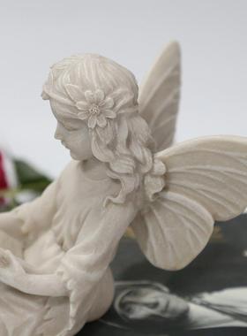 欧式树脂女孩看书天使摆件桌面家居儿童房样板橱窗客厅装饰工艺品