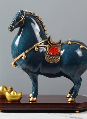 新中式唐马上有钱摆件办公室老板桌马到成功装饰乔迁客厅玄关开