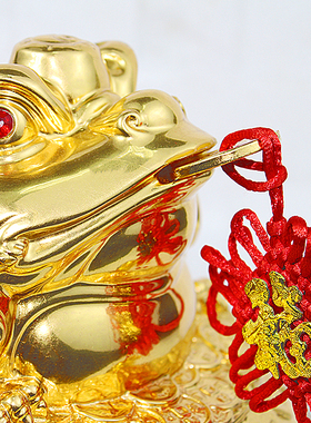 24k金蟾招财摆件客厅三足铜金蟾蜍家居黄铜三脚金蝉店铺开业礼品