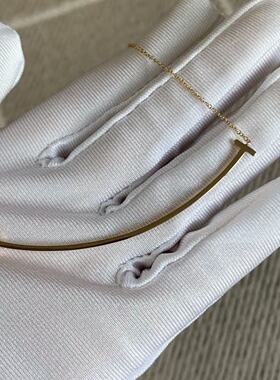 98新 Tiffany & Co.蒂芙尼T系列18k玫瑰金镶钻微笑项链