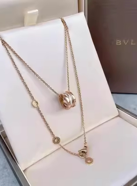未使用宝格丽B.ZERO1玫瑰金白色陶瓷吊坠项链