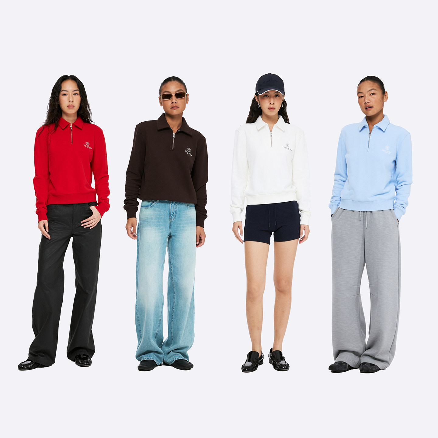 oneup半拉链短款卫衣外套女秋季小个子宽松长袖美式翻领polo衫,淘宝优惠券,粉丝福利购,淘宝优惠卷