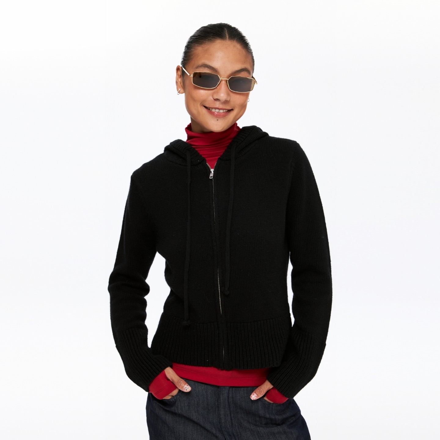 oneup绵羊毛拉链连帽毛衣外套女秋冬季慵懒收腰修身粗针针织开衫,淘宝优惠券,粉丝福利购,淘宝优惠卷