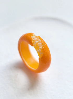 【八尾狐手工】创意橘子指环戒指女2025新款爆款小众设计高级感