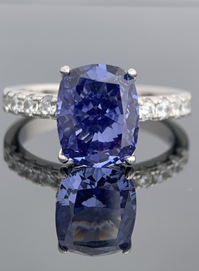 高版本 高保色 精工厚镀18K金 坦桑蓝帕拉伊巴雷迪恩冰花切割戒指