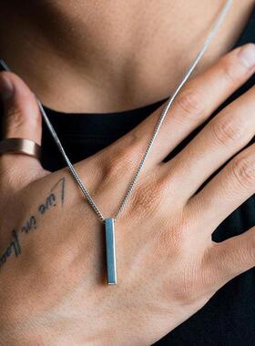 热门经典矩形吊坠项炼男士不锈钢