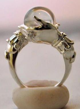 New creative retro lucky crystal bead ring punk style hip ho