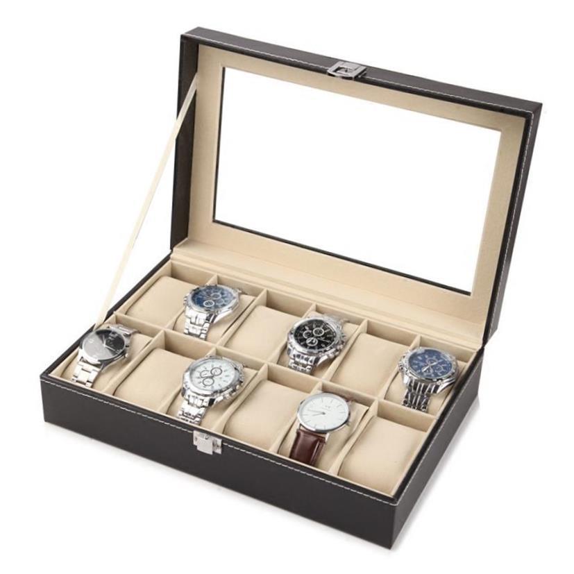 12 Watch Jewelry Display Storage Holder Case Grids Box Gift - 图1