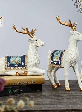 客厅玄关梅花鹿欧式客厅家具家居创意礼品摆件树脂装饰品工艺品