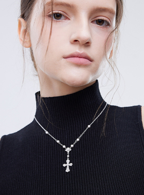 VIVIWELL鸢尾十字珍珠项链