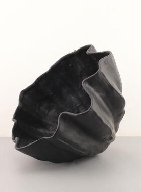 欧式简约树脂荷叶花瓶创意样板间卧室客厅餐桌酒柜茶几工艺品摆件